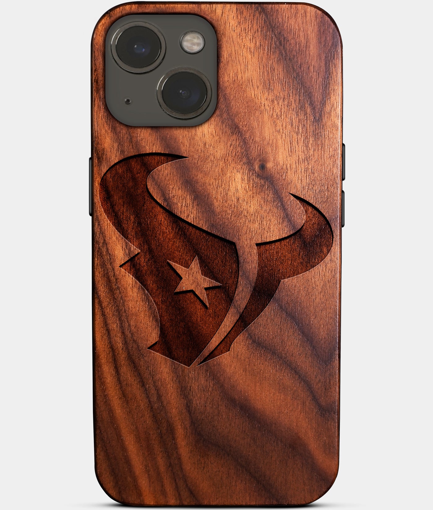 Eco-friendly Houston Texans iPhone 14 Case - Carved Wood Custom Houston Texans Gift For Him - Monogrammed Personalized iPhone 14 Cover By Engraved In Nature