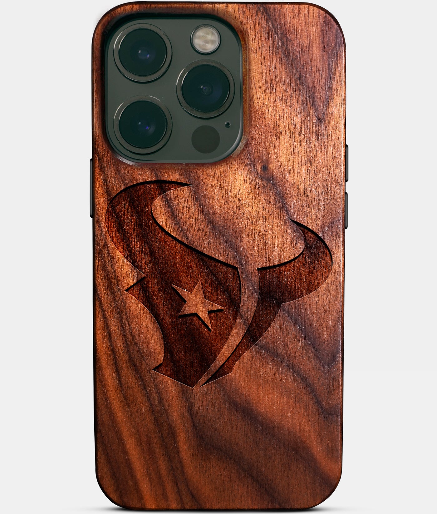 Eco-friendly Houston Texans iPhone 14 Pro Case - Carved Wood Custom Houston Texans Gift For Him - Monogrammed Personalized iPhone 14 Pro Cover By Engraved In Nature
