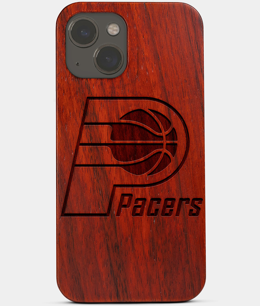 Carved Wood Indiana Pacers iPhone 13 Case | Custom Indiana Pacers Gift, Birthday Gift | Personalized Mahogany Wood Cover, Gifts For Him, Monogrammed Gift For Fan | by Engraved In Nature