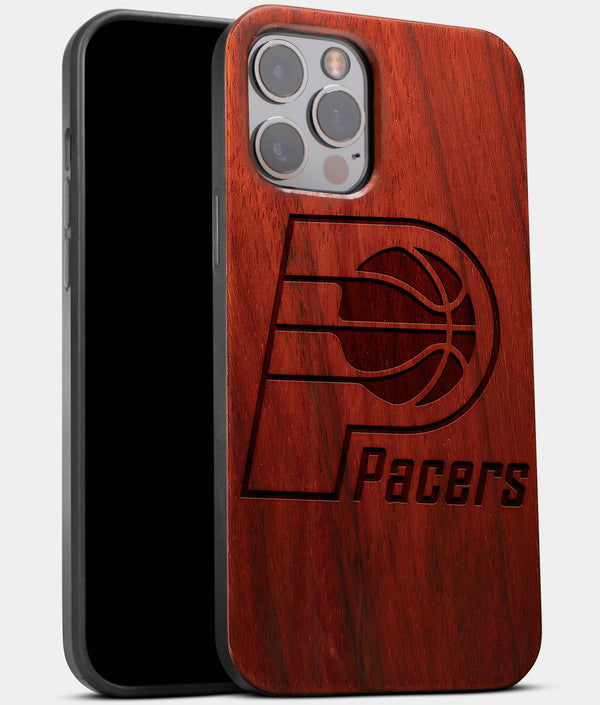 Best Wood Indiana Pacers iPhone 13 Pro Case | Custom Indiana Pacers Gift | Mahogany Wood Cover - Engraved In Nature