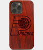 Carved Wood Indiana Pacers iPhone 13 Pro Case | Custom Indiana Pacers Gift, Birthday Gift | Personalized Mahogany Wood Cover, Gifts For Him, Monogrammed Gift For Fan | by Engraved In Nature
