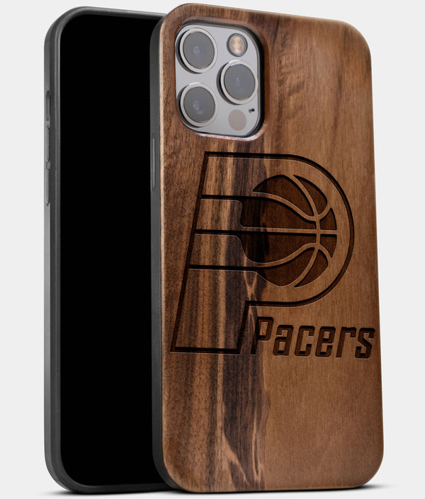 Best Wood Indiana Pacers iPhone 13 Pro Case | Custom Indiana Pacers Gift | Walnut Wood Cover - Engraved In Nature