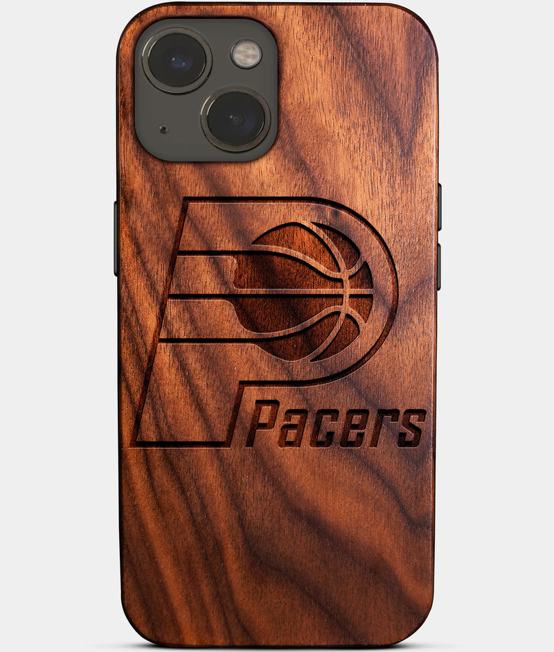 Eco-friendly Indiana Pacers iPhone 14 Plus Case - Carved Wood Custom Indiana Pacers Gift For Him - Monogrammed Personalized iPhone 14 Plus Cover By Engraved In Nature