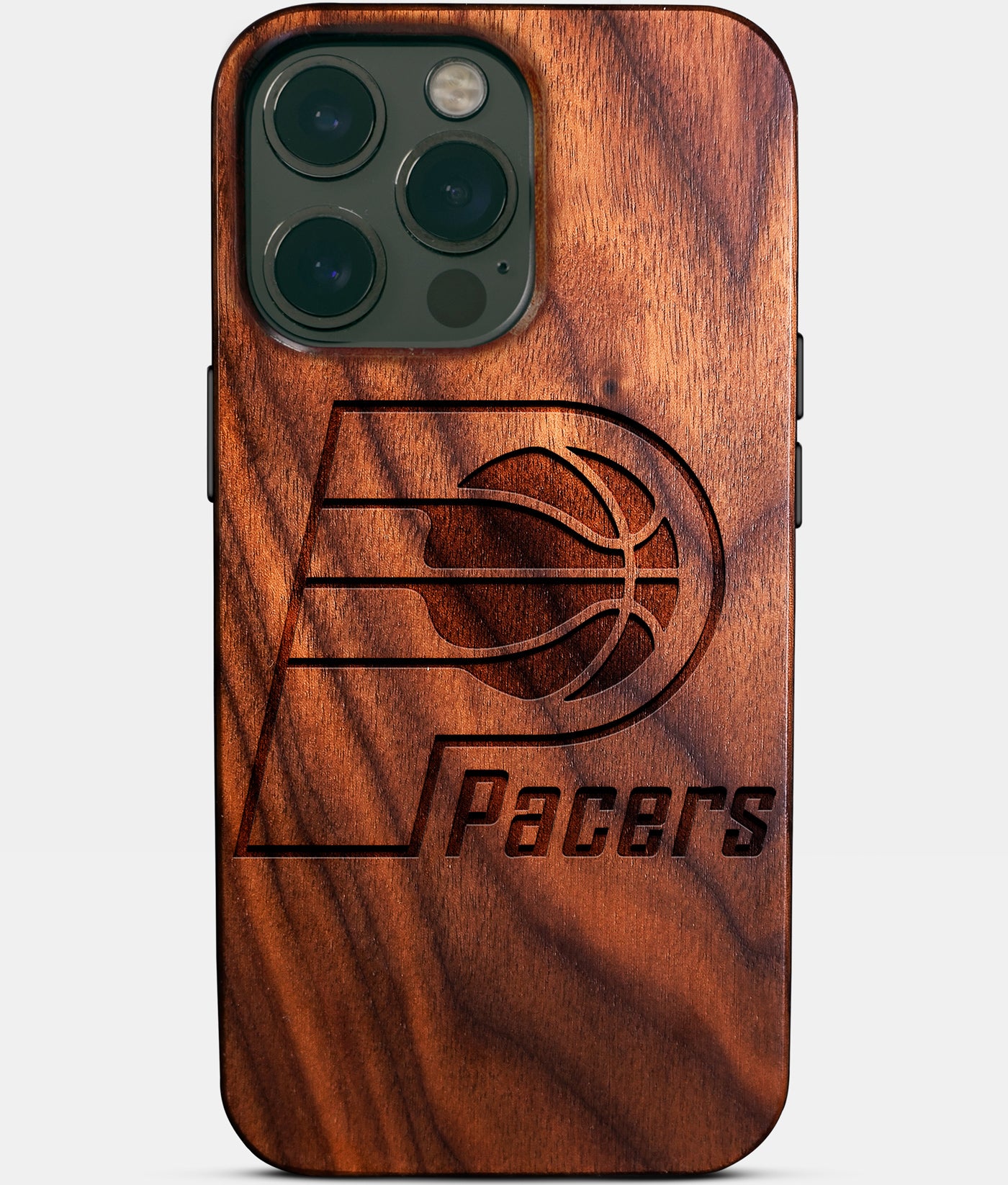 Eco-friendly Indiana Pacers iPhone 14 Pro Max Case - Carved Wood Custom Indiana Pacers Gift For Him - Monogrammed Personalized iPhone 14 Pro Max Cover By Engraved In Nature