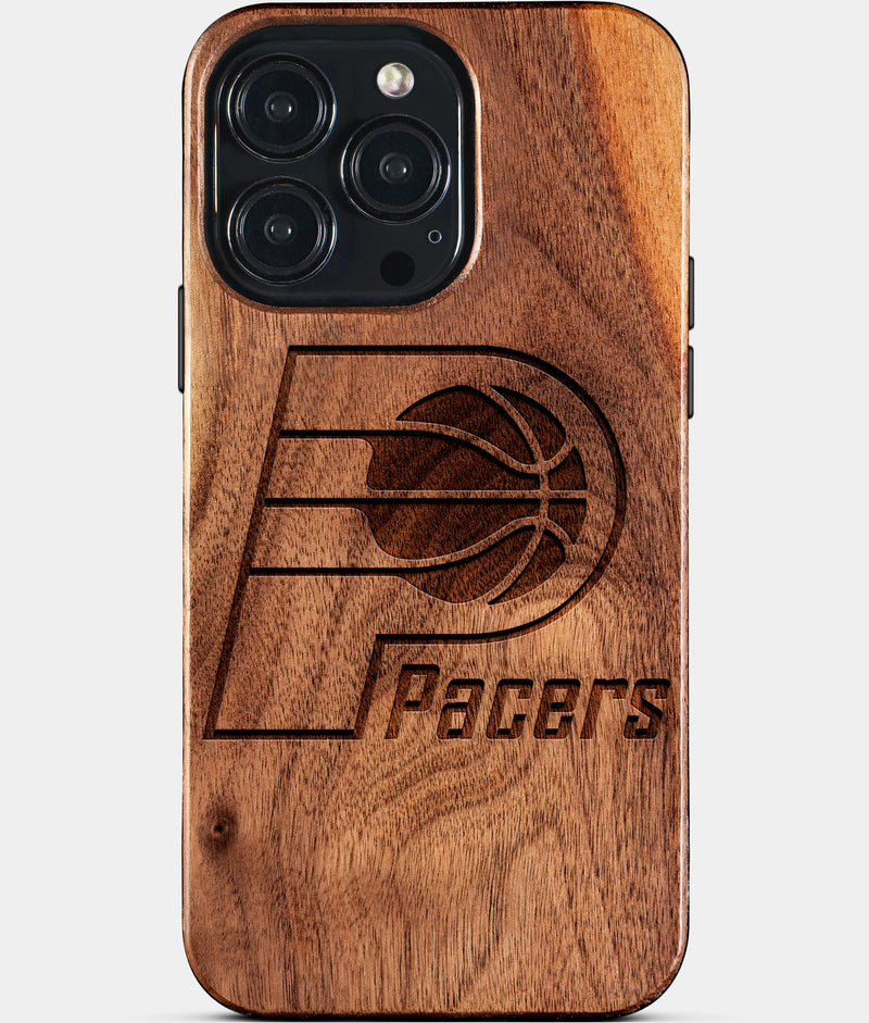 Eco-friendly Indiana Pacers iPhone 15 Pro Max Case - Carved Wood Custom Indiana Pacers Gift For Him - Monogrammed Personalized iPhone 15 Pro Max Cover By Engraved In Nature