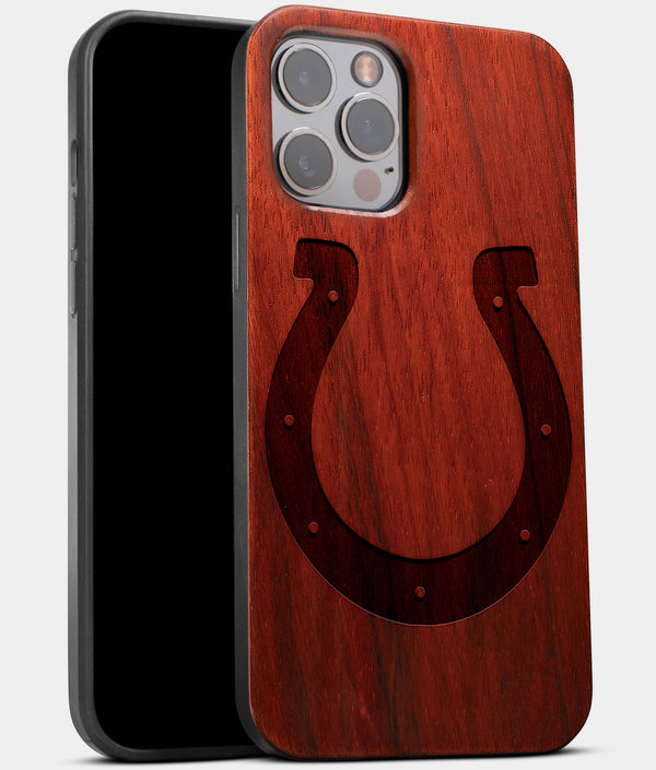 Best Wood Indianapolis Colts iPhone 13 Pro Max Case | Custom Indianapolis Colts Gift | Mahogany Wood Cover - Engraved In Nature