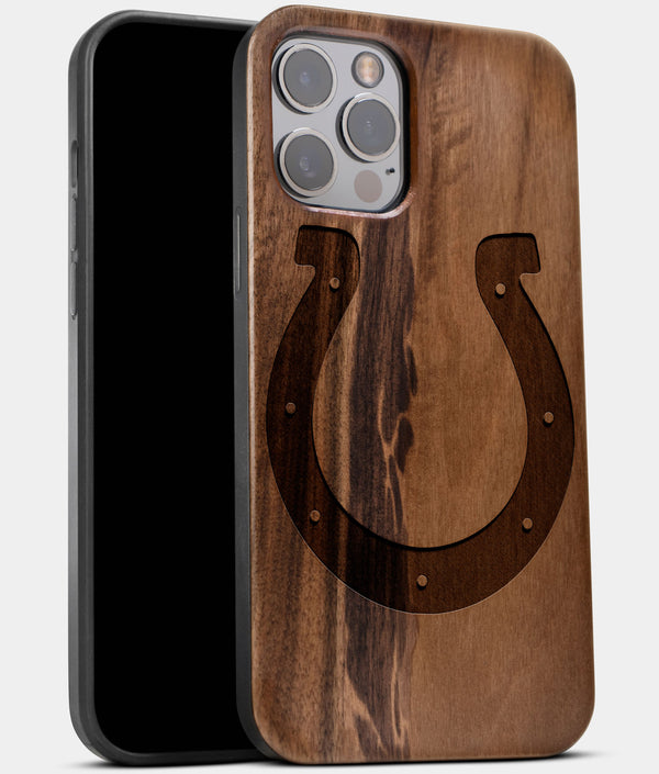 Best Wood Indianapolis Colts iPhone 13 Pro Max Case | Custom Indianapolis Colts Gift | Walnut Wood Cover - Engraved In Nature