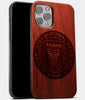 Best Wood Inter Miami CF iPhone 13 Pro Max Case | Custom Inter Miami CF Gift | Mahogany Wood Cover - Engraved In Nature