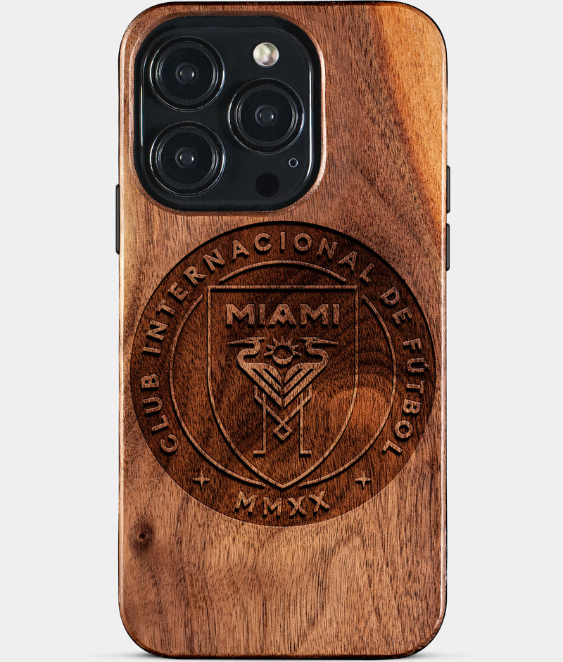 Eco-friendly Inter Miami Cf iPhone 15 Pro Case - Carved Wood Custom Inter Miami Cf Gift For Him - Monogrammed Personalized iPhone 15 Pro Cover By Engraved In Nature