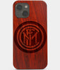 Carved Wood Inter Milan FC iPhone 13 Mini Case | Custom Inter Milan FC Gift, Birthday Gift | Personalized Mahogany Wood Cover, Gifts For Him, Monogrammed Gift For Fan | by Engraved In Nature