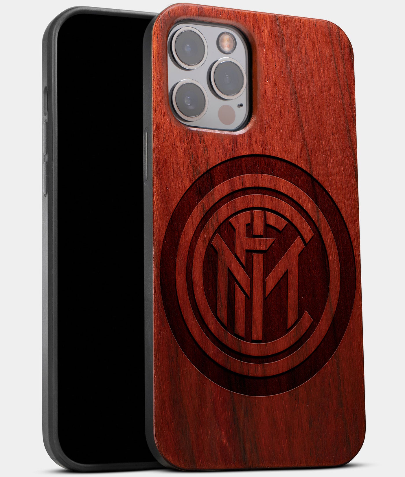 Best Wood Inter Milan FC iPhone 13 Pro Case | Custom Inter Milan FC Gift | Mahogany Wood Cover - Engraved In Nature