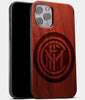 Best Wood Inter Milan FC iPhone 13 Pro Case | Custom Inter Milan FC Gift | Mahogany Wood Cover - Engraved In Nature