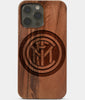 Carved Wood Inter Milan FC iPhone 13 Pro Case | Custom Inter Milan FC Gift, Birthday Gift | Personalized Mahogany Wood Cover, Gifts For Him, Monogrammed Gift For Fan | by Engraved In Nature