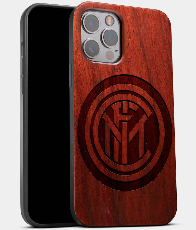 Best Wood Inter Milan FC iPhone 13 Pro Max Case | Custom Inter Milan FC Gift | Mahogany Wood Cover - Engraved In Nature