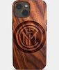 Eco-friendly Inter Milan FC iPhone 14 Plus Case - Carved Wood Custom Inter Milan FC Gift For Him - Monogrammed Personalized iPhone 14 Plus Cover By Engraved In Nature