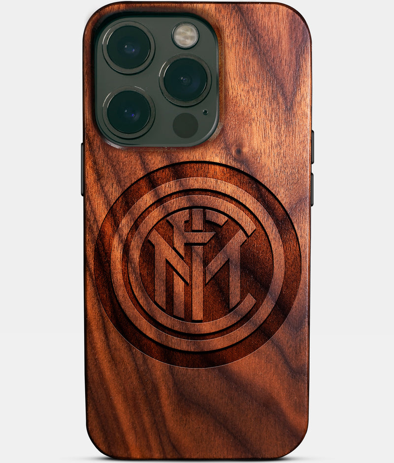 Eco-friendly Inter Milan FC iPhone 14 Pro Case - Carved Wood Custom Inter Milan FC Gift For Him - Monogrammed Personalized iPhone 14 Pro Cover By Engraved In Nature