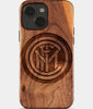 Eco-friendly Inter Milan FC iPhone 15 Case - Carved Wood Custom Inter Milan FC Gift For Him - Monogrammed Personalized iPhone 15 Cover By Engraved In Nature