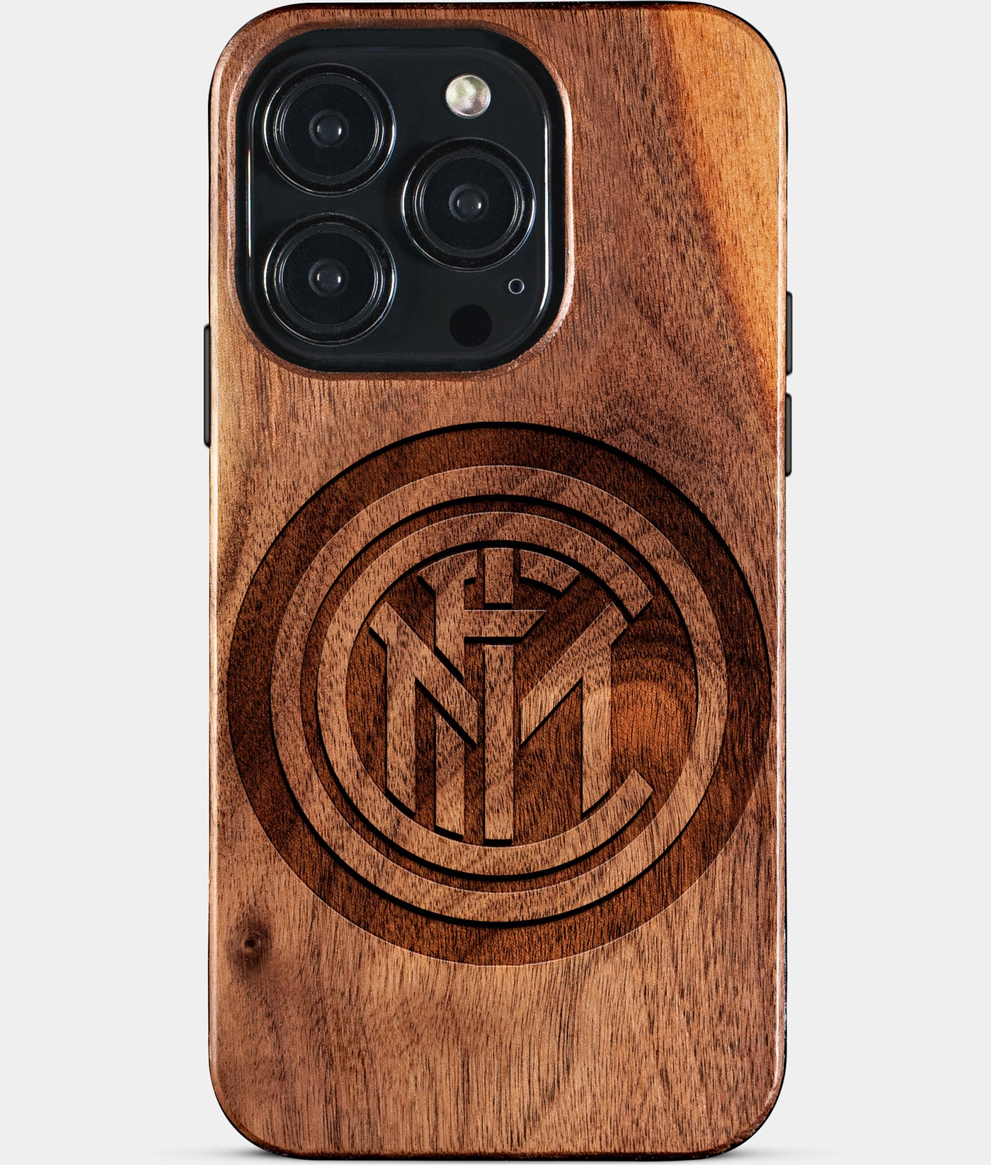 Eco-friendly Inter Milan FC iPhone 15 Pro Case - Carved Wood Custom Inter Milan FC Gift For Him - Monogrammed Personalized iPhone 15 Pro Cover By Engraved In Nature