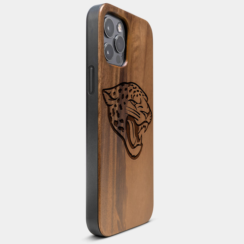 Best Wood Jacksonville Jaguars iPhone 13 Pro Case | Custom Jacksonville Jaguars Gift | Walnut Wood Cover - Engraved In Nature