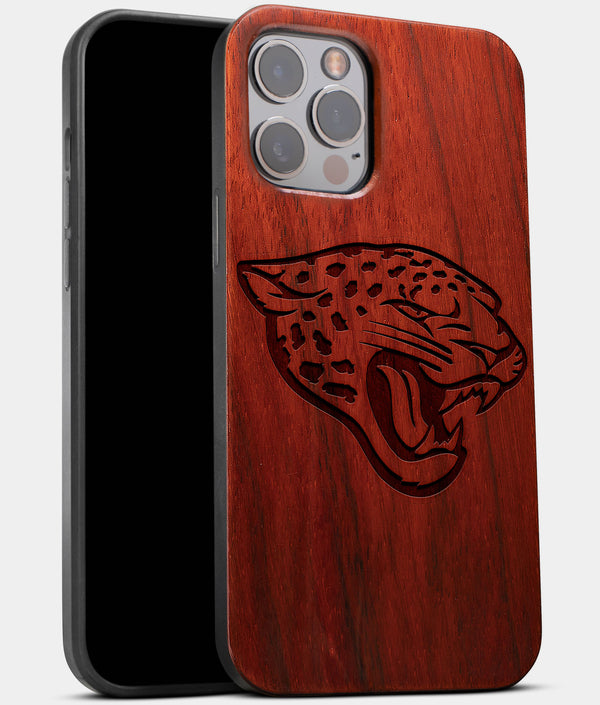 Best Wood Jacksonville Jaguars iPhone 13 Pro Max Case | Custom Jacksonville Jaguars Gift | Mahogany Wood Cover - Engraved In Nature