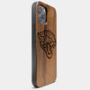 Best Wood Jacksonville Jaguars iPhone 13 Pro Max Case | Custom Jacksonville Jaguars Gift | Walnut Wood Cover - Engraved In Nature