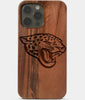 Carved Wood Jacksonville Jaguars iPhone 13 Pro Max Case | Custom Jacksonville Jaguars Gift, Birthday Gift | Personalized Mahogany Wood Cover, Gifts For Him, Monogrammed Gift For Fan | by Engraved In Nature