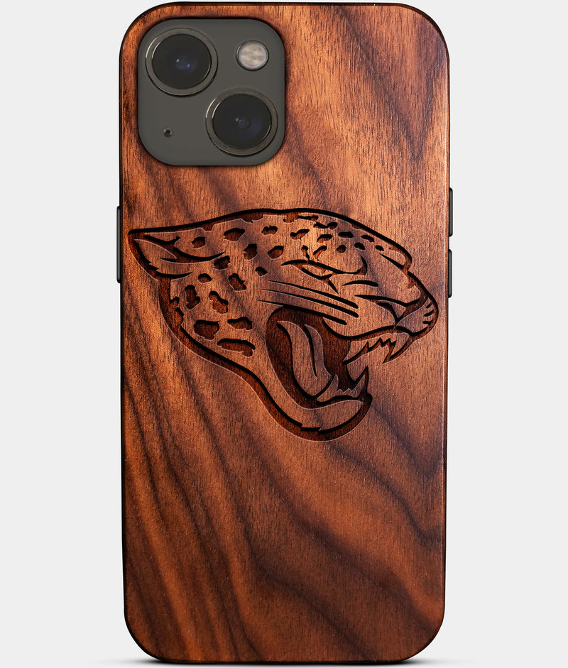 Eco-friendly Jacksonville Jaguars iPhone 14 Case - Carved Wood Custom Jacksonville Jaguars Gift For Him - Monogrammed Personalized iPhone 14 Cover By Engraved In Nature
