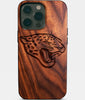 Eco-friendly Jacksonville Jaguars iPhone 14 Pro Max Case - Carved Wood Custom Jacksonville Jaguars Gift For Him - Monogrammed Personalized iPhone 14 Pro Max Cover By Engraved In Nature