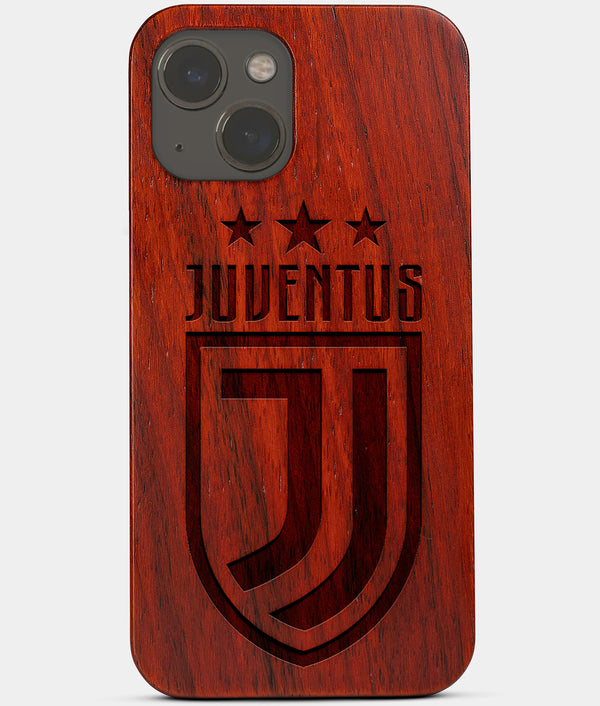 Carved Wood Juventus iPhone 13 Mini Case | Custom Juventus Gift, Birthday Gift | Personalized Mahogany Wood Cover, Gifts For Him, Monogrammed Gift For Fan | by Engraved In Nature