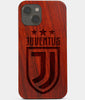 Carved Wood Juventus iPhone 13 Mini Case | Custom Juventus Gift, Birthday Gift | Personalized Mahogany Wood Cover, Gifts For Him, Monogrammed Gift For Fan | by Engraved In Nature