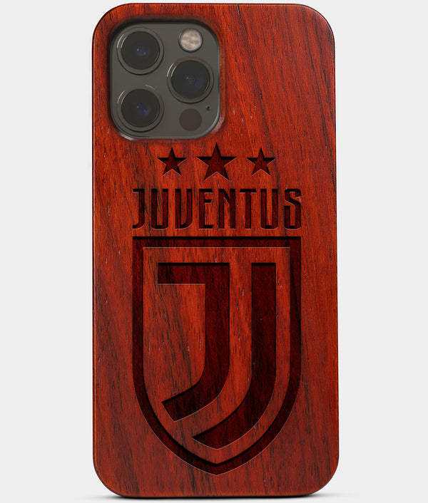 Carved Wood Juventus iPhone 13 Pro Case | Custom Juventus Gift, Birthday Gift | Personalized Mahogany Wood Cover, Gifts For Him, Monogrammed Gift For Fan | by Engraved In Nature