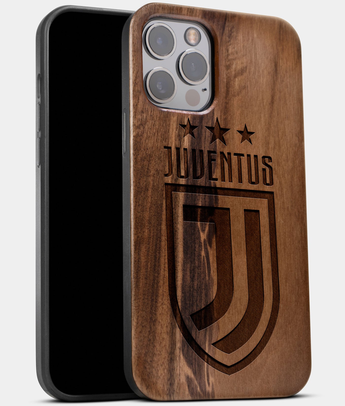 Best Wood Juventus iPhone 13 Pro Case | Custom Juventus Gift | Walnut Wood Cover - Engraved In Nature