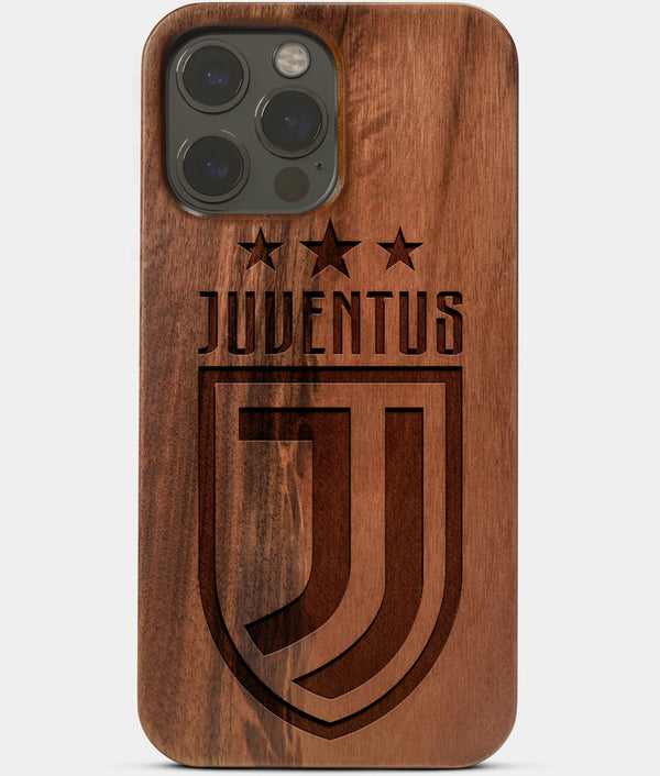Carved Wood Juventus iPhone 13 Pro Case | Custom Juventus Gift, Birthday Gift | Personalized Mahogany Wood Cover, Gifts For Him, Monogrammed Gift For Fan | by Engraved In Nature