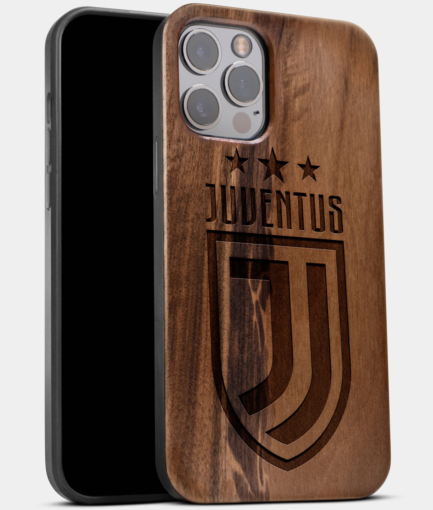 Best Wood Juventus iPhone 13 Pro Max Case | Custom Juventus Gift | Walnut Wood Cover - Engraved In Nature