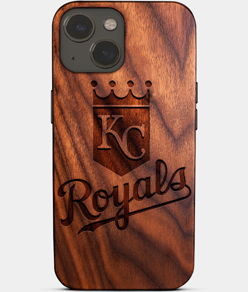 Eco-friendly Kansas City Royals iPhone 14 Case - Carved Wood Custom Kansas City Royals Gift For Him - Monogrammed Personalized iPhone 14 Cover By Engraved In Nature
