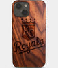 Eco-friendly Kansas City Royals iPhone 14 Plus Case - Carved Wood Custom Kansas City Royals Gift For Him - Monogrammed Personalized iPhone 14 Plus Cover By Engraved In Nature