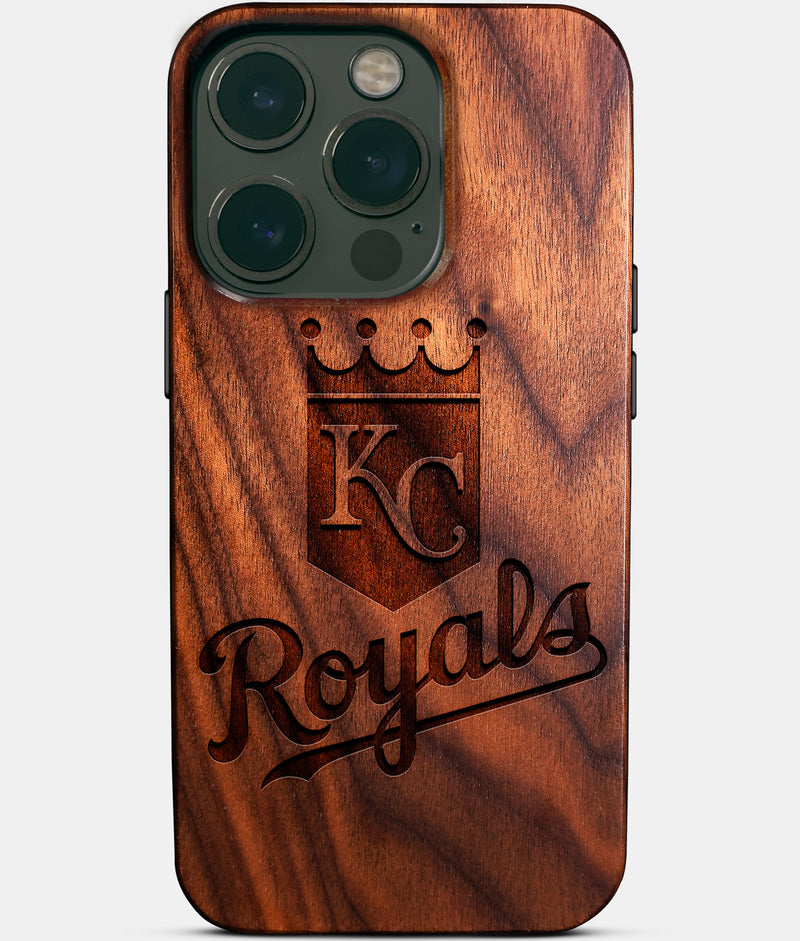 Eco-friendly Kansas City Royals iPhone 14 Pro Case - Carved Wood Custom Kansas City Royals Gift For Him - Monogrammed Personalized iPhone 14 Pro Cover By Engraved In Nature