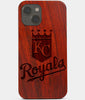Carved Wood Kansas City Royals iPhone 13 Case | Custom Kansas City Royals Gift, Birthday Gift | Personalized Mahogany Wood Cover, Gifts For Him, Monogrammed Gift For Fan | by Engraved In Nature
