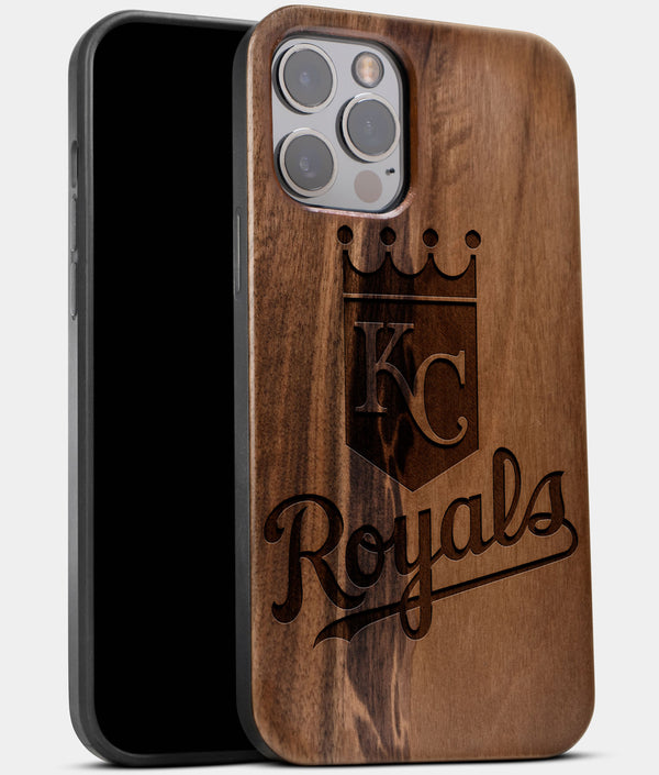Best Wood Kansas City Royals iPhone 13 Pro Max Case | Custom Kansas City Royals Gift | Walnut Wood Cover - Engraved In Nature