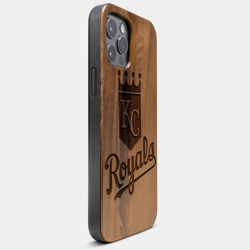 Best Wood Kansas City Royals iPhone 13 Pro Max Case | Custom Kansas City Royals Gift | Walnut Wood Cover - Engraved In Nature