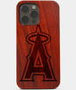 Carved Wood Los Angeles Angels iPhone 13 Pro Case | Custom LA Angels Gift, Birthday Gift | Personalized Mahogany Wood Cover, Gifts For Him, Monogrammed Gift For Fan | by Engraved In Nature
