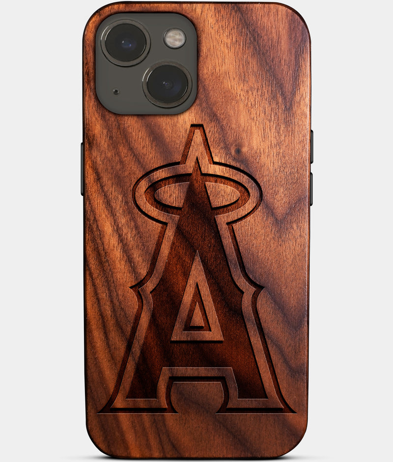Eco-friendly Los Angeles Angels iPhone 14 Case - Carved Wood Custom Los Angeles Angels Gift For Him - Monogrammed Personalized iPhone 14 Cover By Engraved In Nature