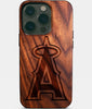 Eco-friendly Los Angeles Angels iPhone 14 Pro Case - Carved Wood Custom Los Angeles Angels Gift For Him - Monogrammed Personalized iPhone 14 Pro Cover By Engraved In Nature