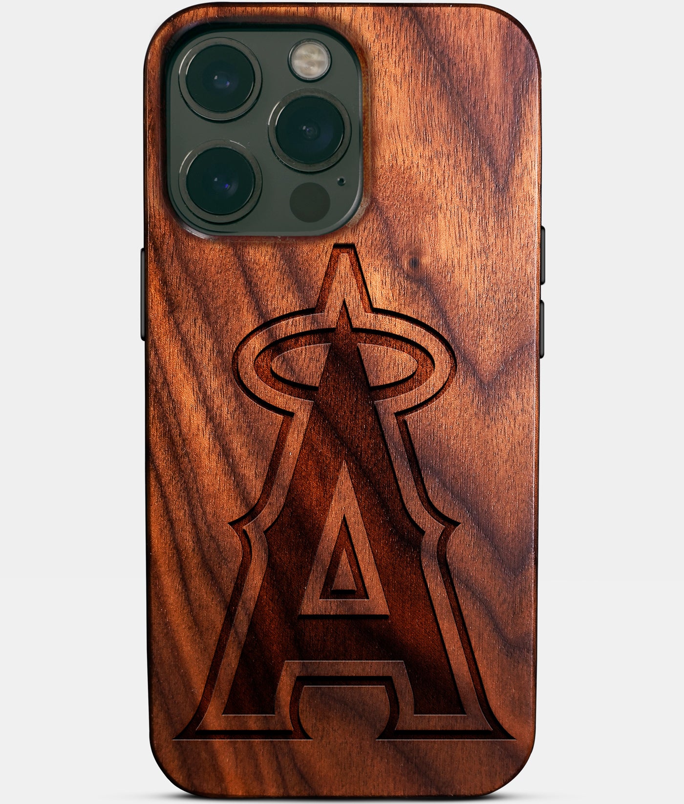 Eco-friendly Los Angeles Angels iPhone 14 Pro Max Case - Carved Wood Custom Los Angeles Angels Gift For Him - Monogrammed Personalized iPhone 14 Pro Max Cover By Engraved In Nature