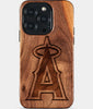 Eco-friendly Los Angeles Angels iPhone 15 Pro Case - Carved Wood Custom Los Angeles Angels Gift For Him - Monogrammed Personalized iPhone 15 Pro Cover By Engraved In Nature