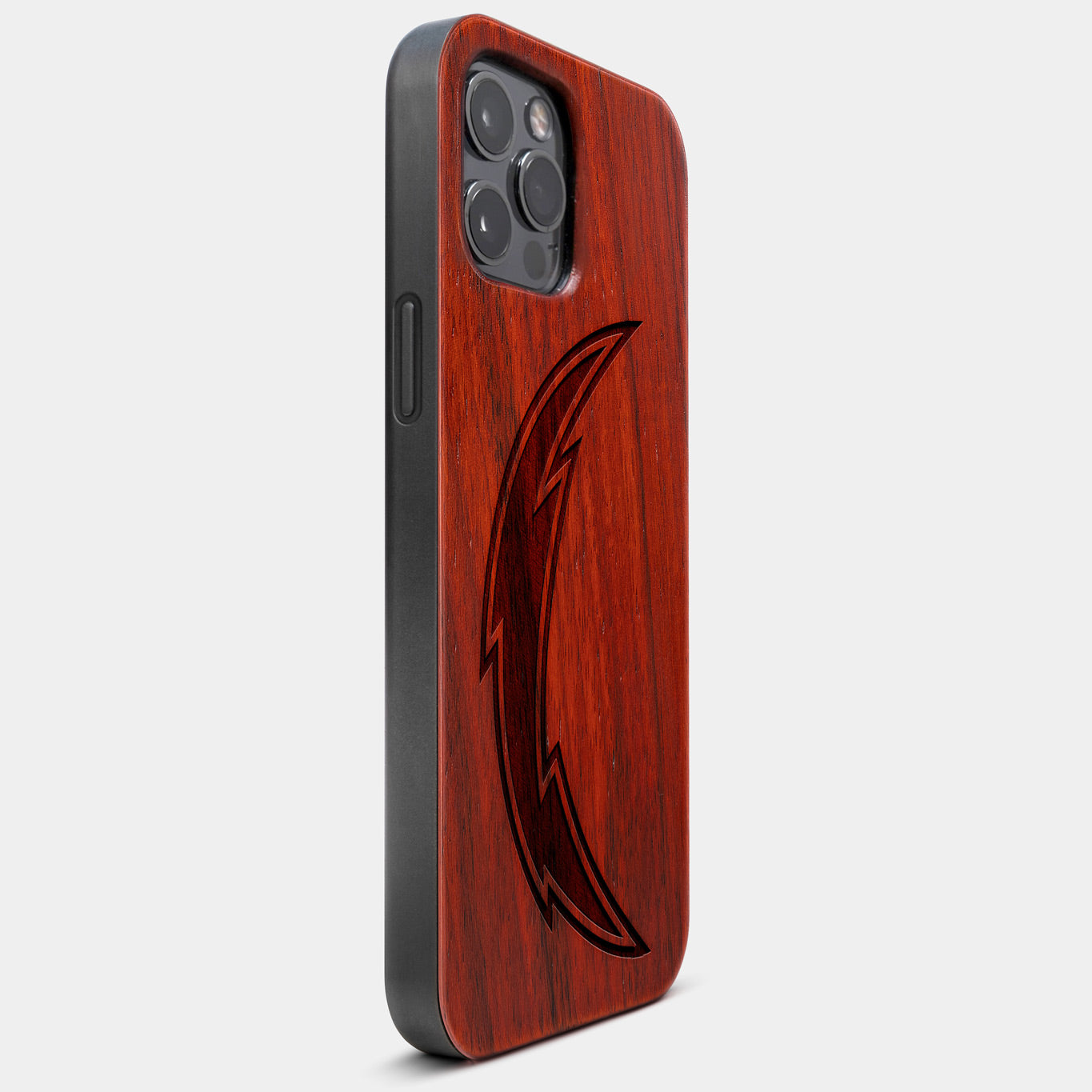 Best Wood Los Angeles Chargers iPhone 13 Pro Case | Custom LA Chargers Gift | Mahogany Wood Cover - Engraved In Nature