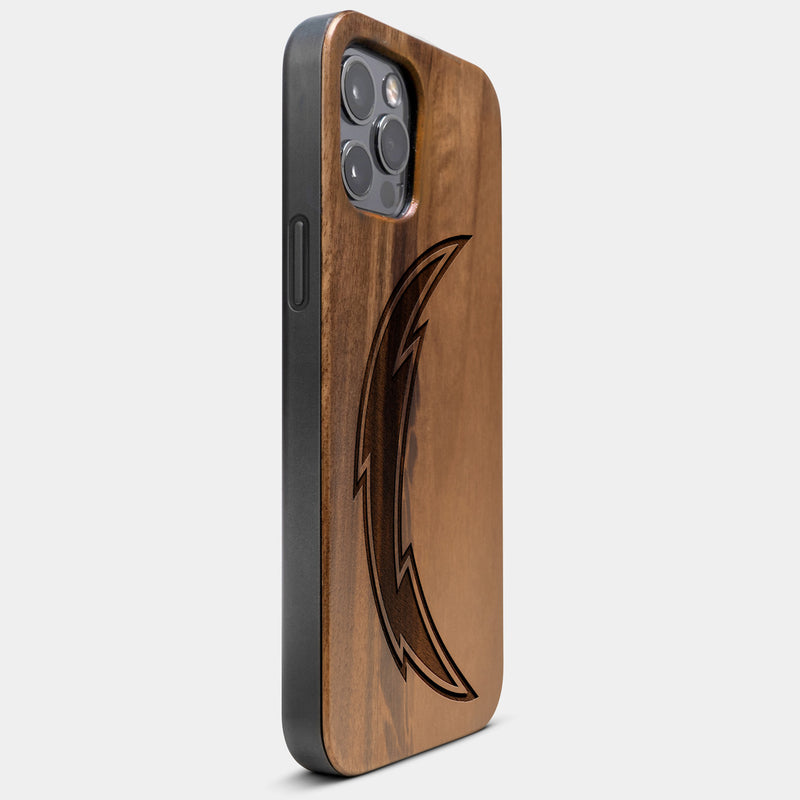 Best Wood Los Angeles Chargers iPhone 13 Pro Case | Custom LA Chargers Gift | Walnut Wood Cover - Engraved In Nature
