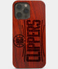 Carved Wood Los Angeles Clippers iPhone 13 Pro Case | Custom LA Clippers Gift, Birthday Gift | Personalized Mahogany Wood Cover, Gifts For Him, Monogrammed Gift For Fan | by Engraved In Nature