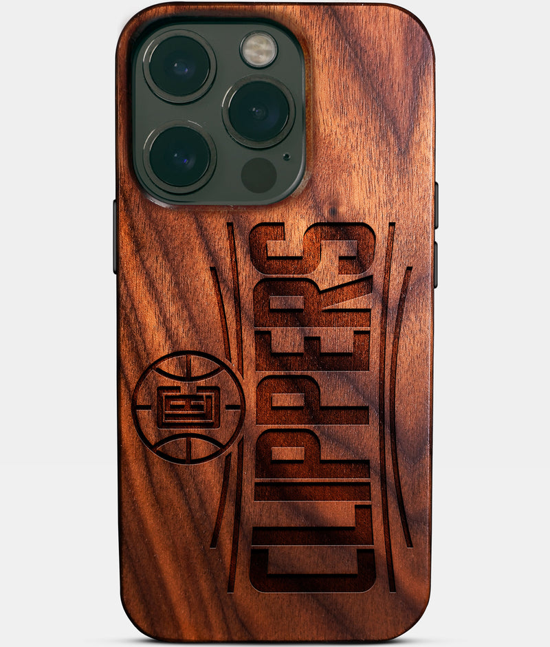 Eco-friendly Los Angeles Clippers iPhone 14 Pro Case - Carved Wood Custom Los Angeles Clippers Gift For Him - Monogrammed Personalized iPhone 14 Pro Cover By Engraved In Nature