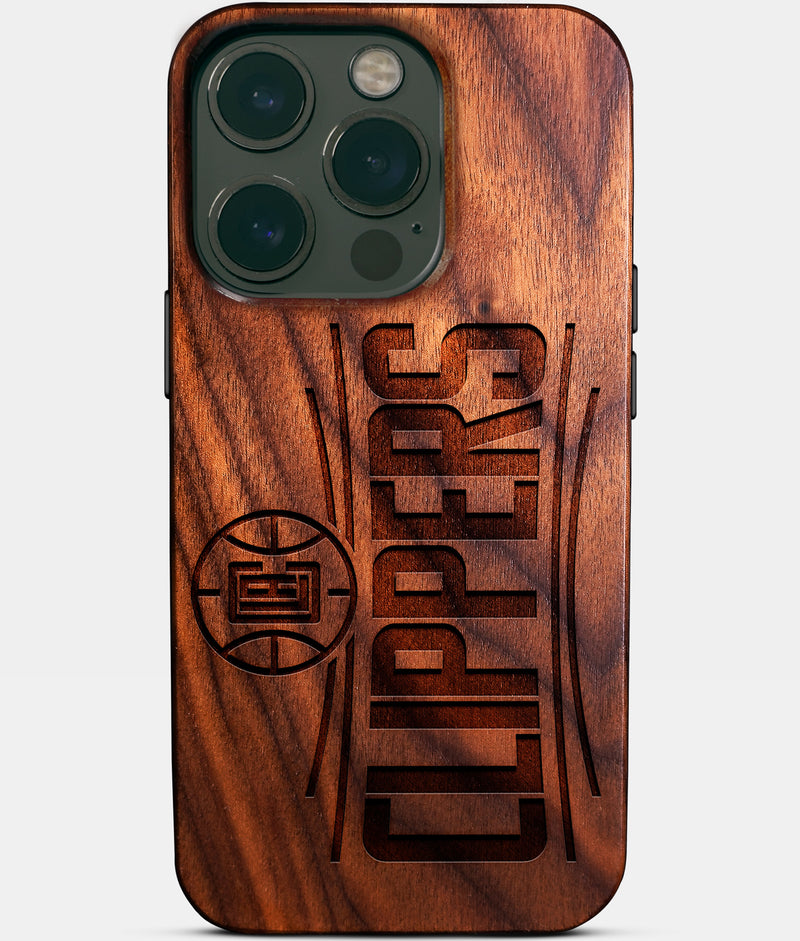 Eco-friendly Los Angeles Clippers iPhone 14 Pro Case - Carved Wood Custom Los Angeles Clippers Gift For Him - Monogrammed Personalized iPhone 14 Pro Cover By Engraved In Nature